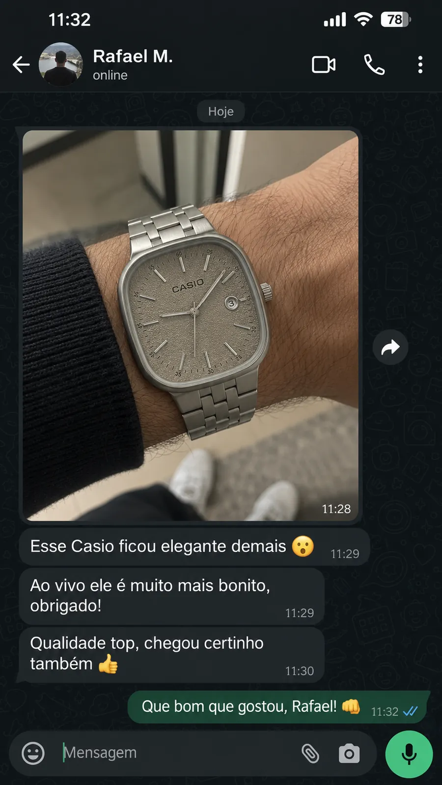 Feedback de cliente com Casio