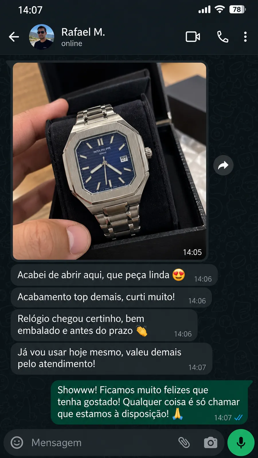 Feedback de cliente com Patek Philippe