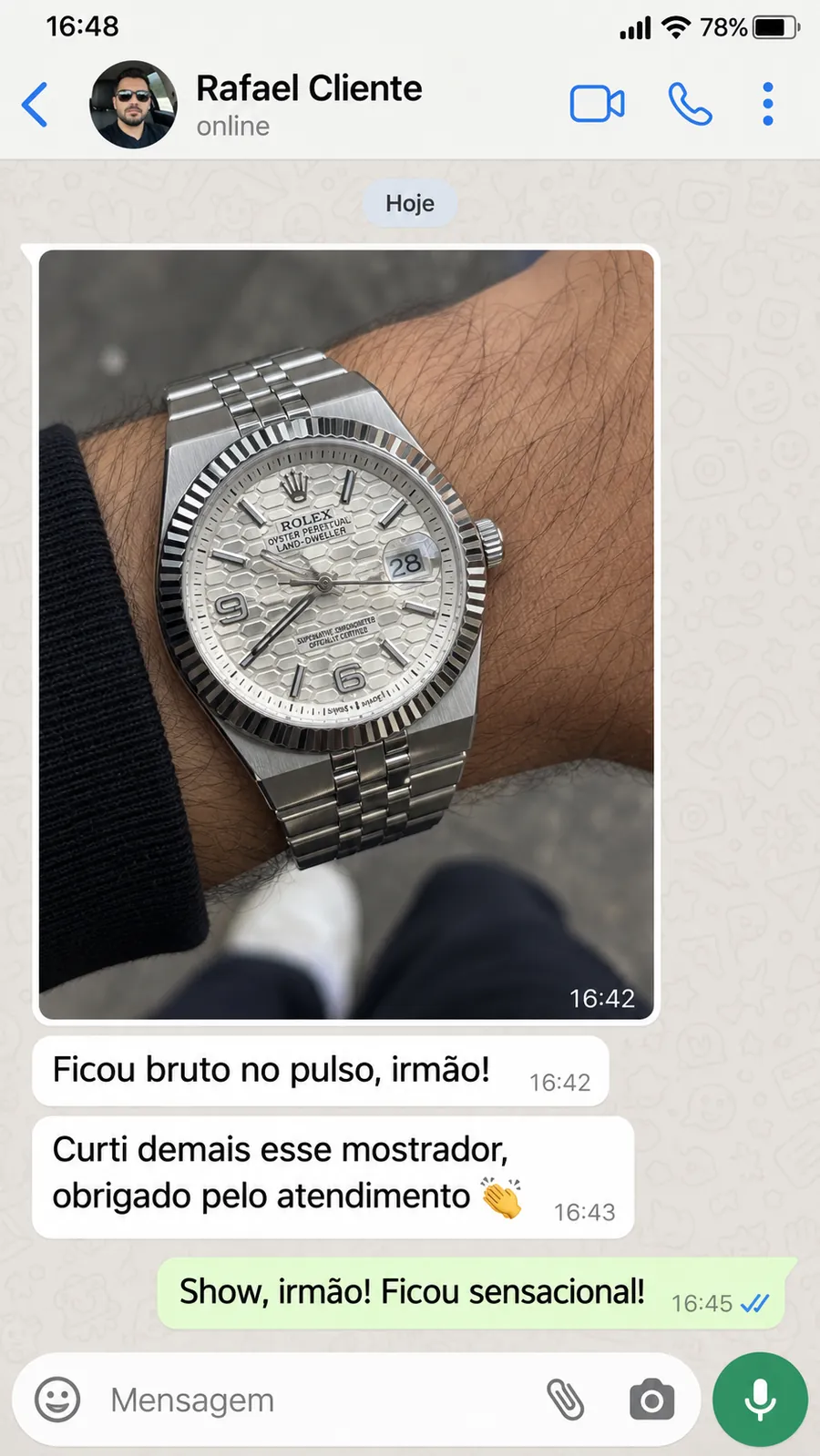 Feedback de cliente com Rolex