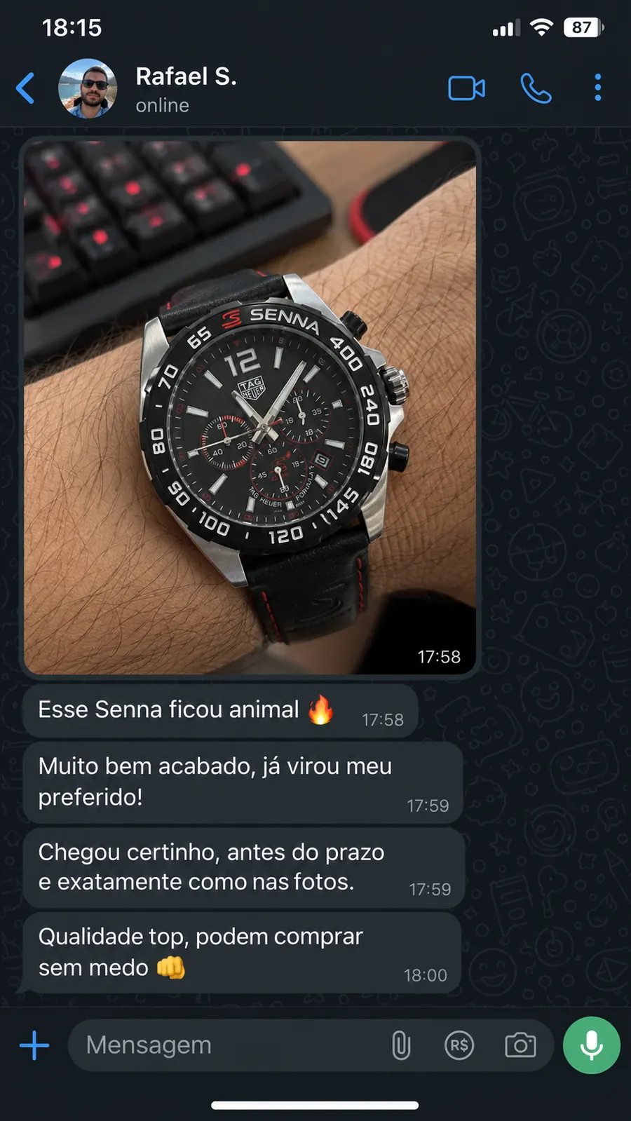 Feedback de cliente com TAG Heuer Senna